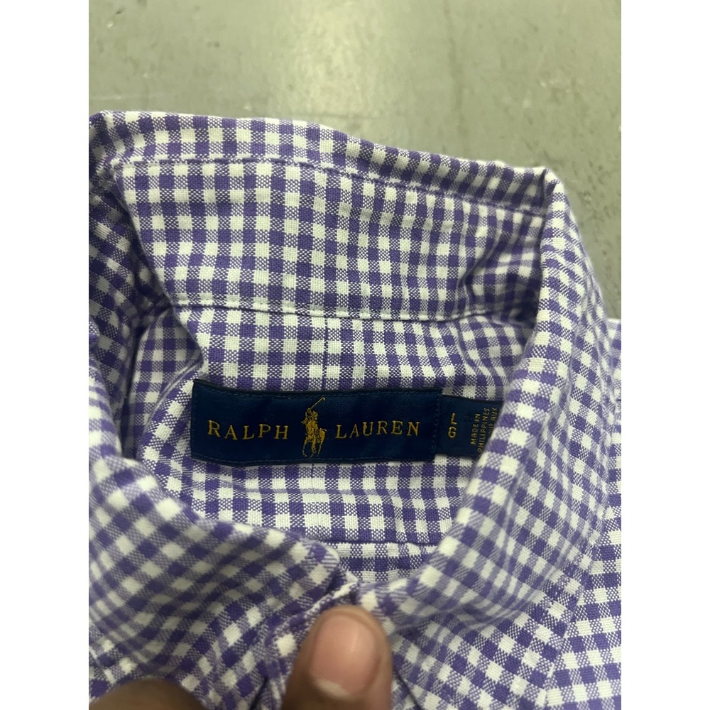 Polo Ralph Lauren Shirt Mens L White Purple Gingham Pony Embroidered Button-Down - Picture 4 of 11
